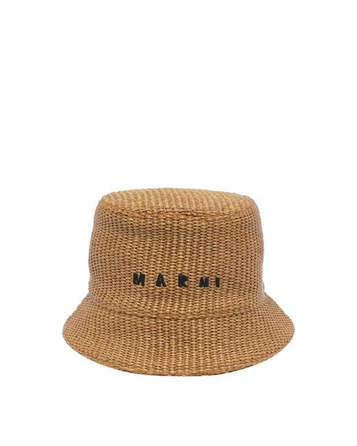 Marni Natural Bucket Hat Rafia Effect for men