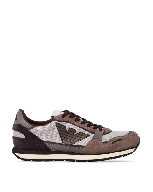 Emporio Armani Logo Sneakers in Brown for Men Lyst