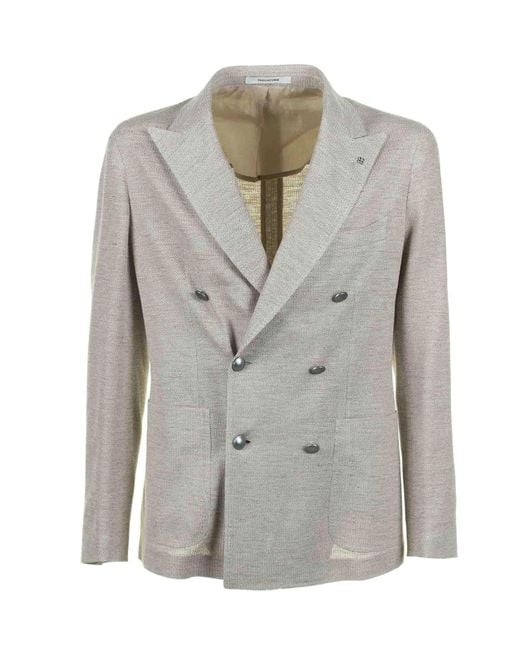Tagliatore Gray Double-Breasted Jacket for men
