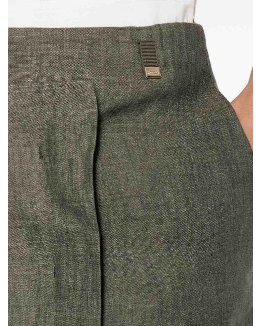 Herno Gray Long Effect Linen Wrap Skirt