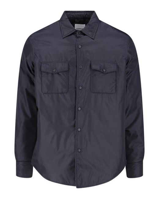 Aspesi Blue Nylon Shirt Jacket for men