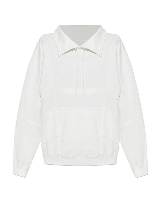 MM6 by Maison Martin Margiela White Drawstring Pocket Hoodie