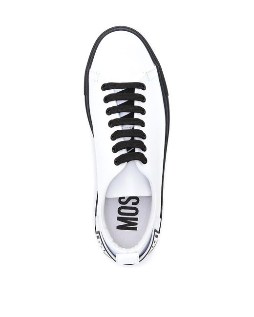 Moschino White Rear Rubber Logo Sneakers for men