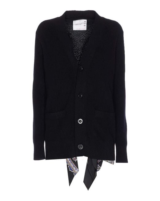 Sacai Black Paisley Print Cardigan