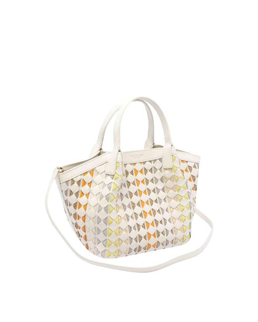 Serapian White Mini Mosaico Secret Tote Bag