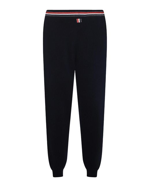 Thom Browne Blue Rwb Stripe Detailed Drawstring Pants for men