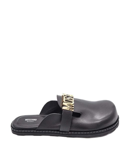 Moschino Gray Ciabatta Chiusa Lettering for men