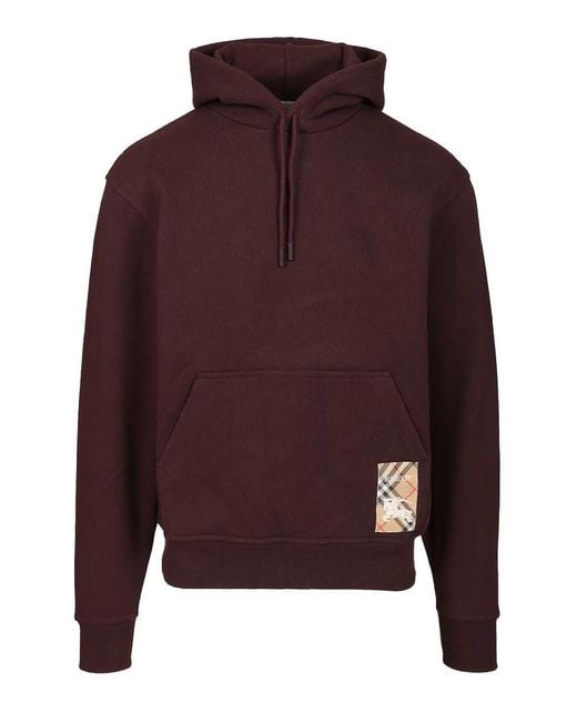 Burberry Purple Cotton Drawstring Hoodie for men