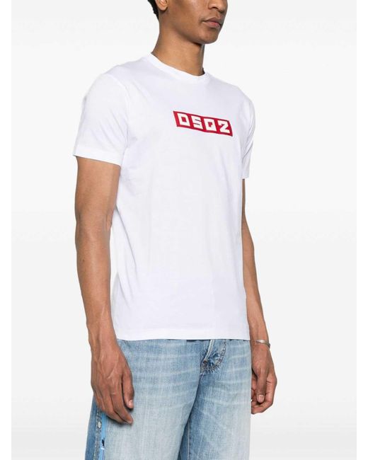 DSquared² White Dsq2 Logo-appliqu T-shirt for men