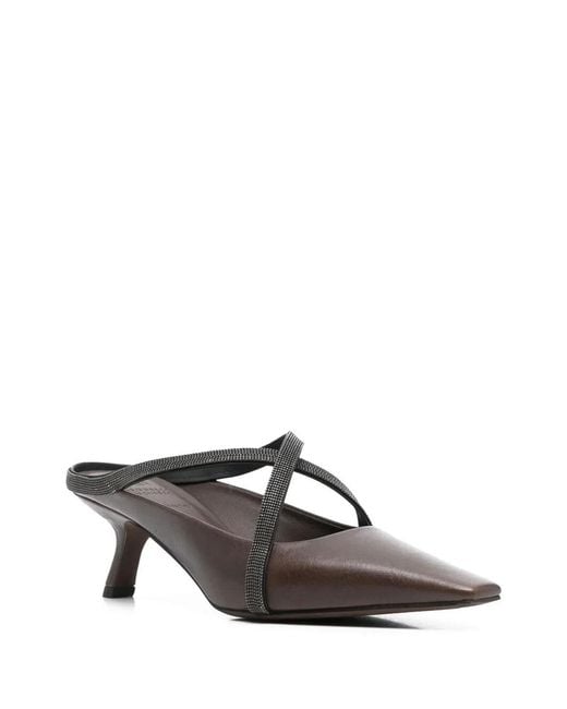 Brunello Cucinelli Brown Square Pointed Sandals