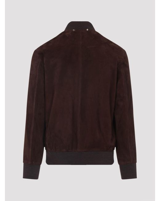 Paul Smith Brown Regular Fit Suede Bomber Jacket for men