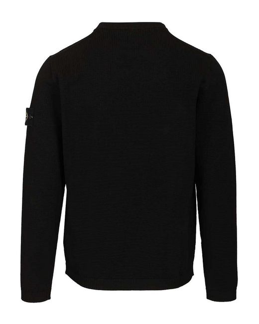 Stone Island Black Cotton Knit Jumper for men