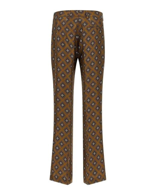 Alberto Biani Brown Tie-Print Pants