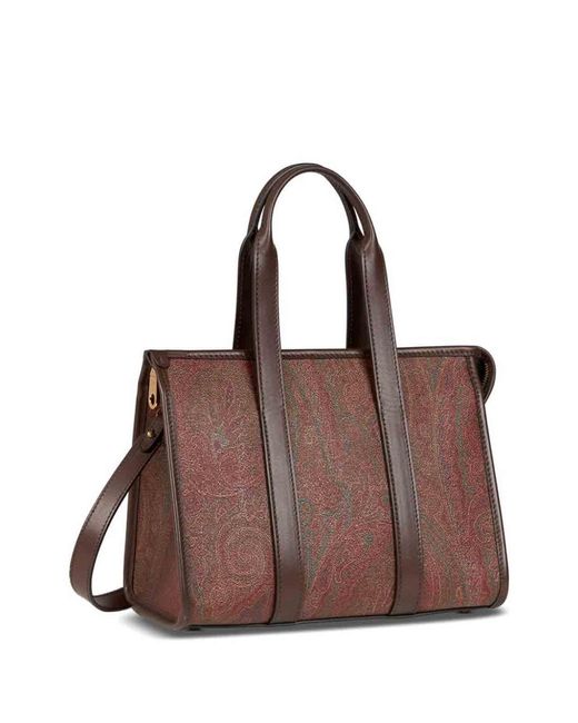 Etro Brown Paisley Small Tote Bag