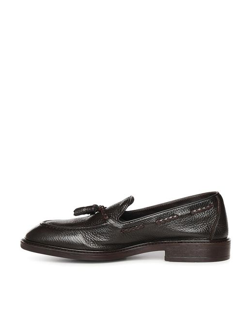 Alexander Hotto Black Hammered Leather Loafers for men