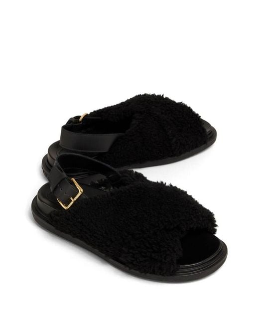 Marni Black Fur Sandals