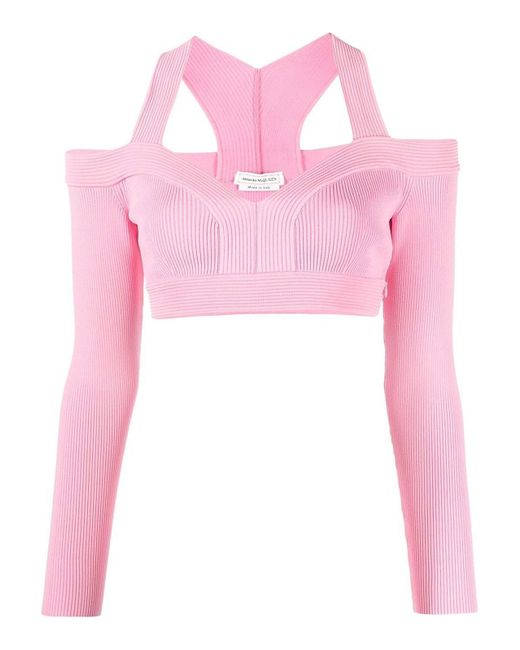 McQueen Alexander McQueen Cropped Pink Top