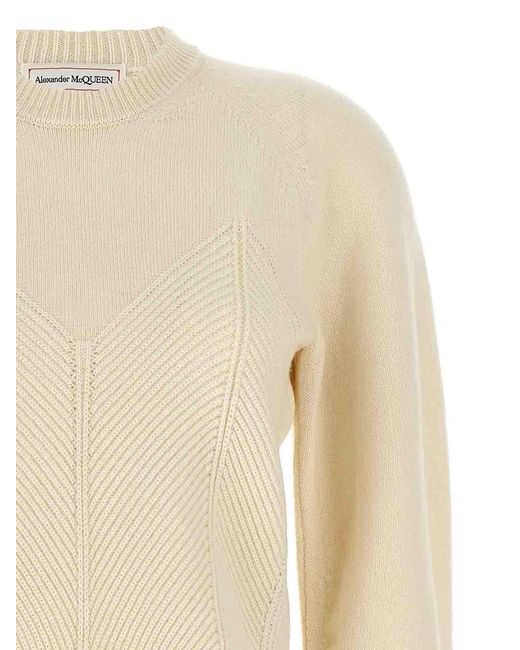 Maglione Con Corsetto Chevron di Alexander McQueen in Natural