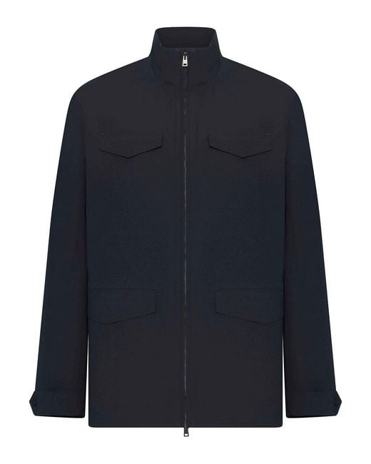 Herno Blue Lightweight High-Neck Jacket for men