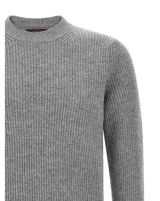 Zanone Gray Ribbed Sweater for men