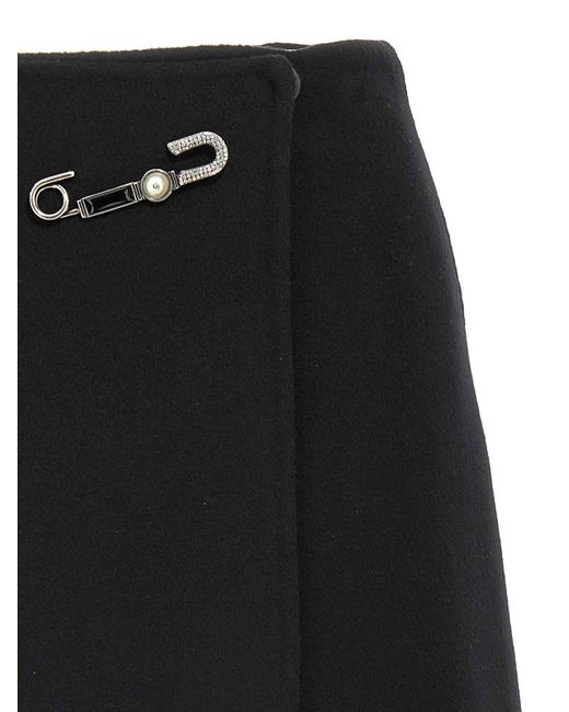 Ermanno Scervino Black Elegant Skirt Made From Virgin Wool Featuring Jewel Details
