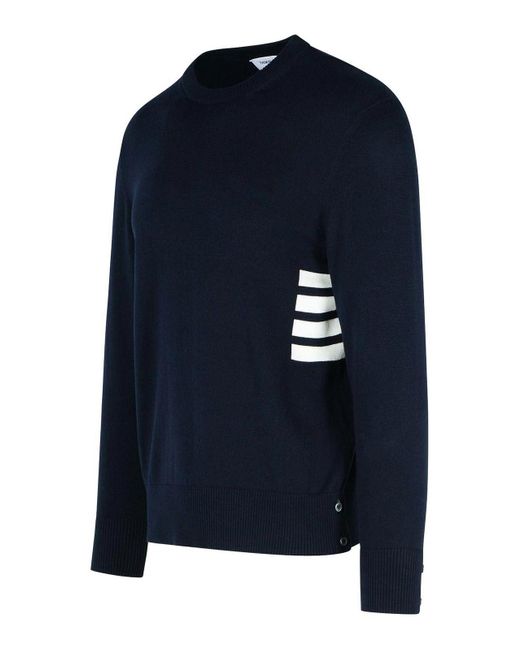 Thom Browne Blue Stitch Cotton Sweater for men