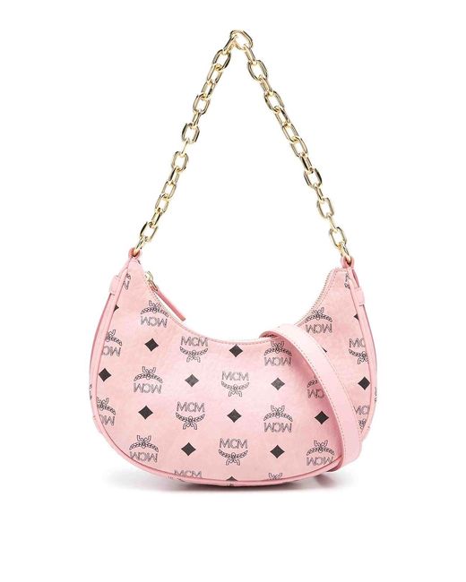 MCM Pink Small Aren Hobo Bag