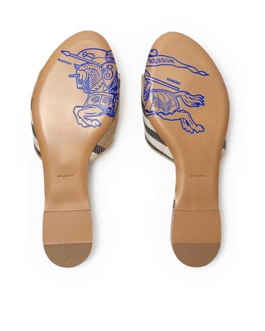 Burberry White Sloane Check Slippers