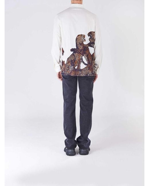 Just Cavalli White Leopards Shirt for men