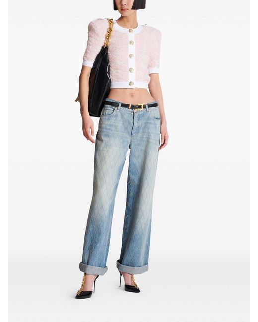 Balmain Pink Tweed Cardigan