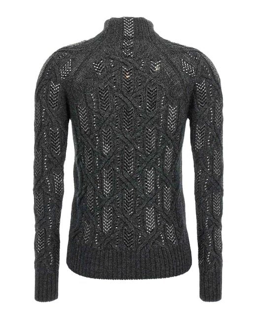 Ermanno Scervino Black Crystal Braid Sweater