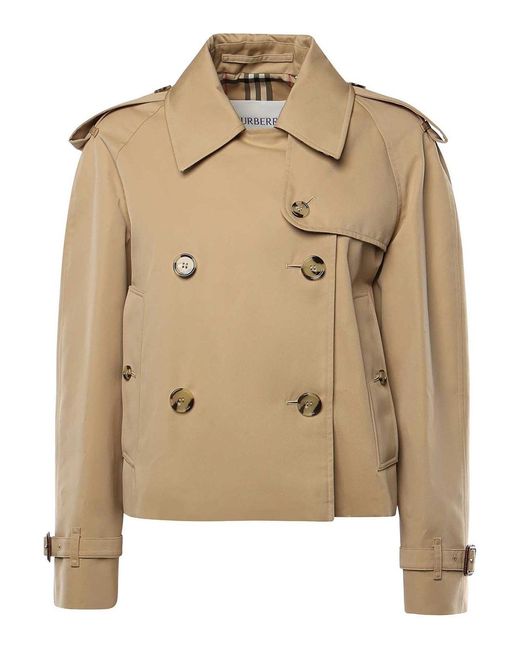 Burberry Natural Cropped Gabardine Trench Jacket