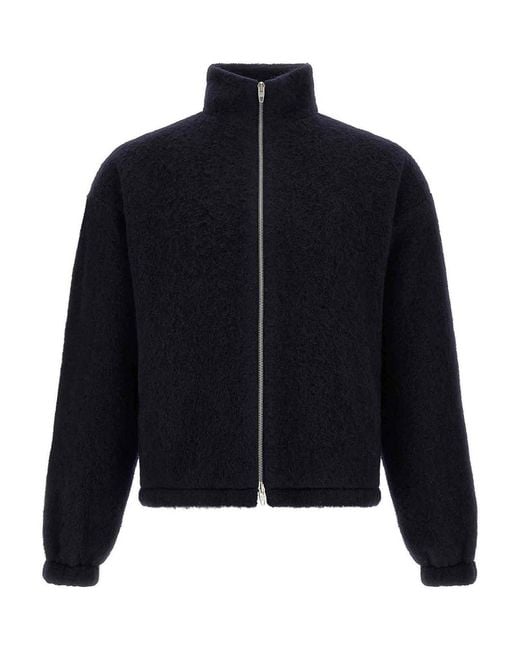 Jil Sander Blue Zipped Sweatshirt for men