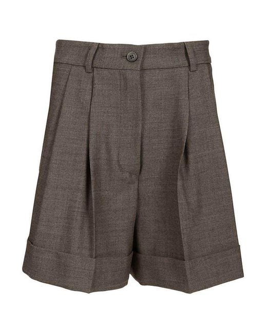 P.A.R.O.S.H. Gray Wool Blend Pleated Shorts