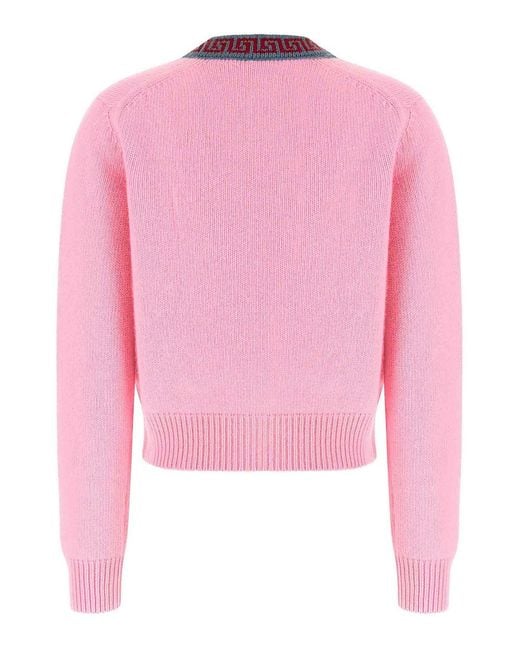 Versace Pink Wool And Cashmere Cardigan