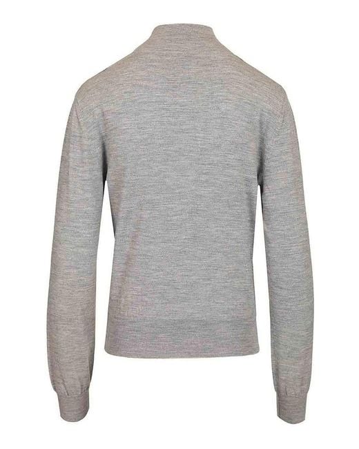 Givenchy Gray Draped Wool Blend Turtleneck Sweater