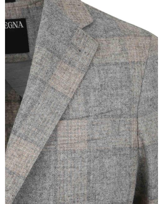Zegna Gray Alpaca And Wool Blend Shirt Jacket for men