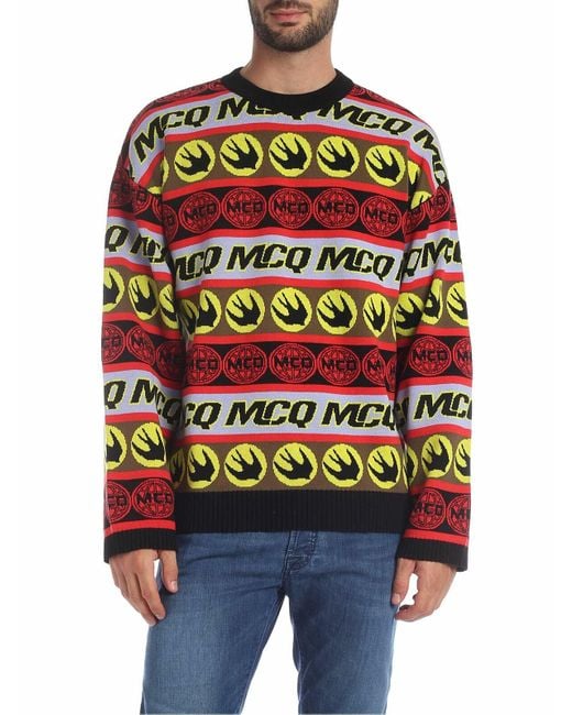 McQ Alexander McQueen Black Tape Crew-Neck Pullover for men