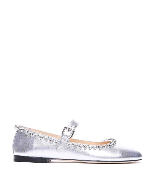 Mach & Mach White Ballerinas
