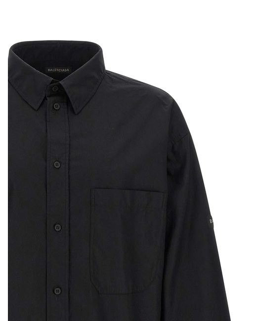 Balenciaga Blue Logo Patch Shirt for men