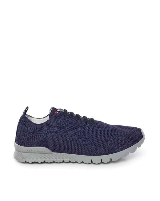 Kiton Blue Fig Sneaker With Logo for men
