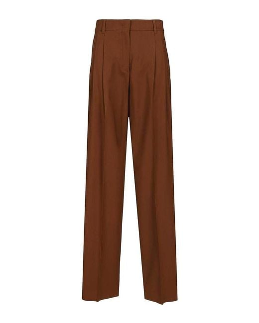 Max Mara Women's Brown Flowing Wool Pants