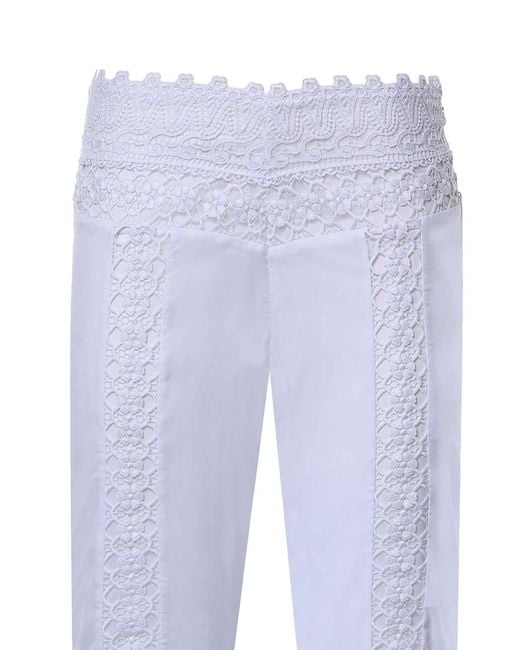 Charo Ruiz Blue Vianora Cotton Voile And Lace Pants