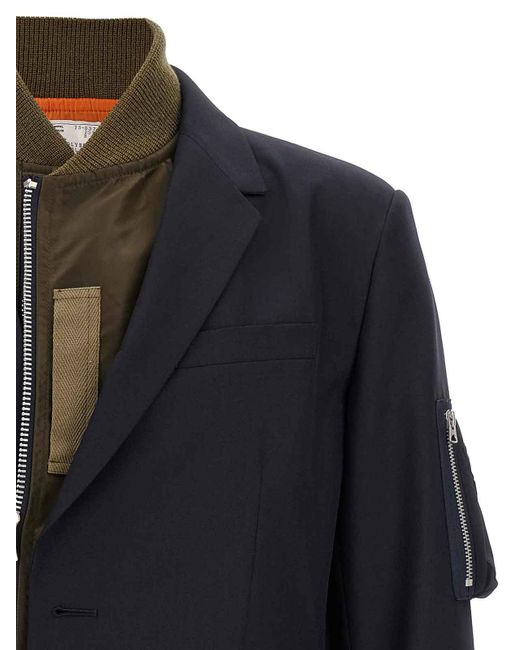 Sacai Black Bomber Insert Blazer for men