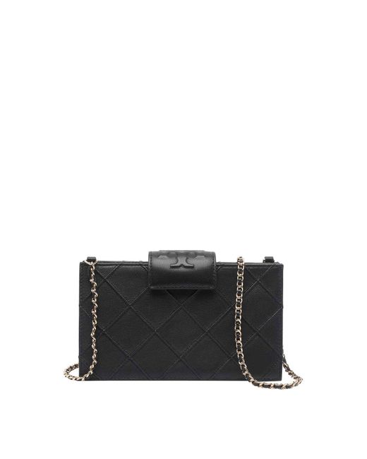 Tory Burch Black Mini Fleming Chain Wallet