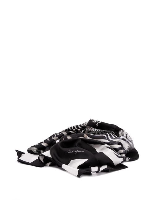 Dolce & Gabbana Black Silk Zebra Scarf