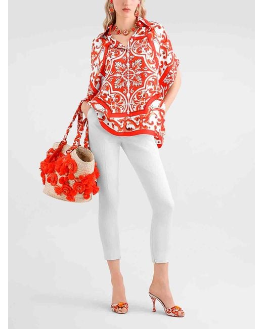 Dolce & Gabbana Red Maiolica-Print Shirt