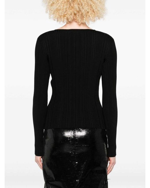 Self-Portrait Black V-Necked Sweater