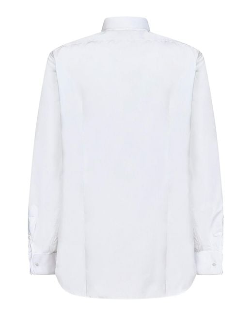 Lardini White Cotton Shirt With Partial Visible Buttoning for men