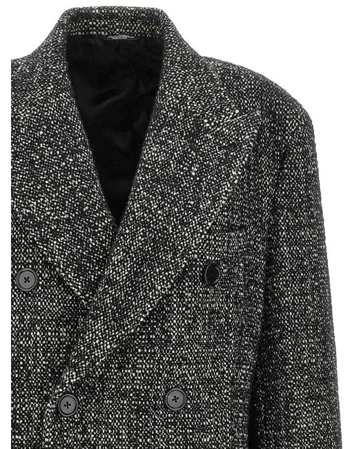 Dolce & Gabbana Gray Boucl Wool Coat for men